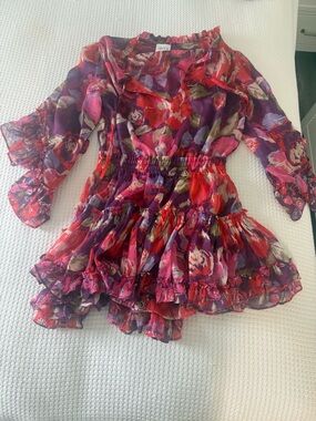 Misa Los Angeles Purple and Pink Floral Blouse